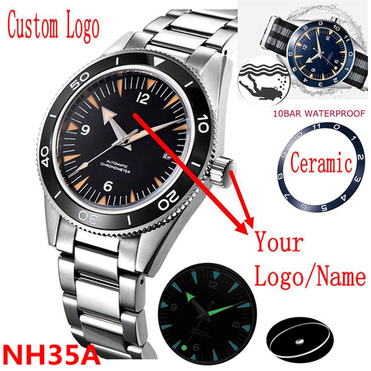 Men'S Accessories Watches - شعار مخصص NH35 ساعة يد تعمل