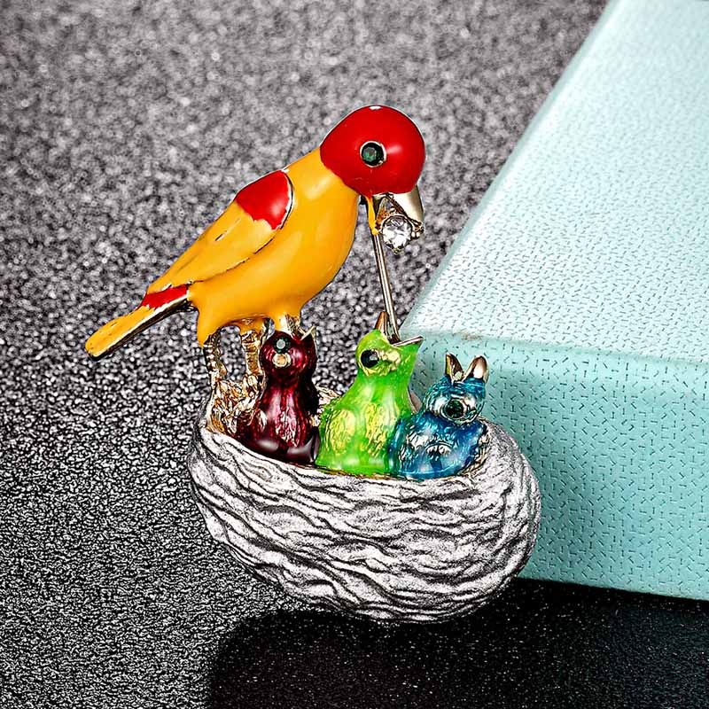 Men Accessories Bouquet - Zlxgirl دبابيس وبروشات مينا بتصميم طيور،