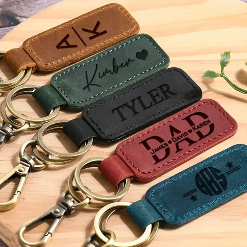 Men Accessories Silver - الليزر شعار مخصص الجلود المفاتيح نقش