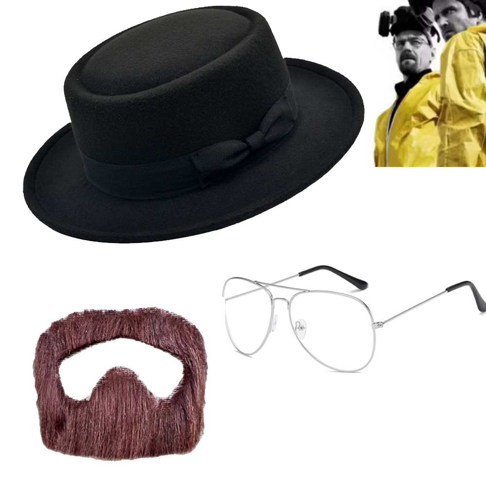Men Accessories Hat - مجموعة لحية وقبعة ونظارات تنكرية لوالتر