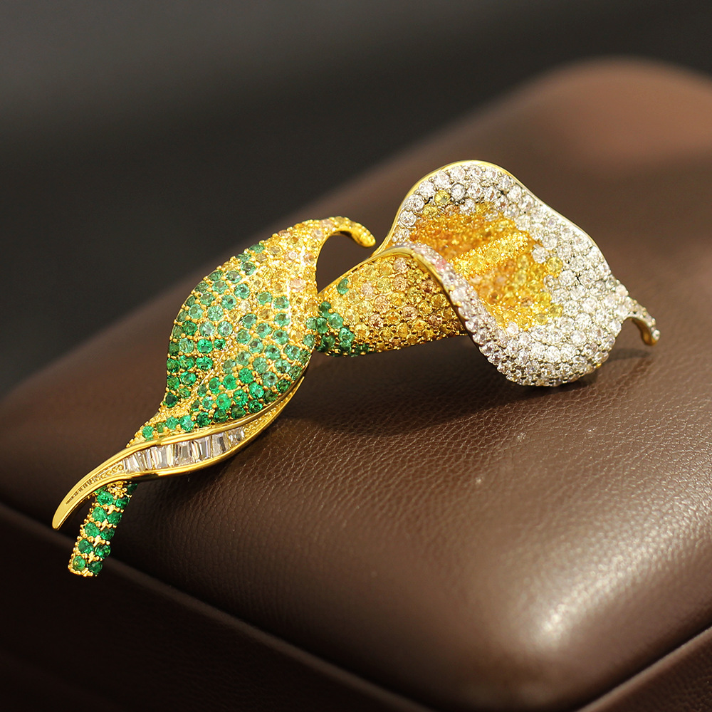 Men Accessories Bouquet - دبوس بروش أنيق مرصع بالزركون الدقيق