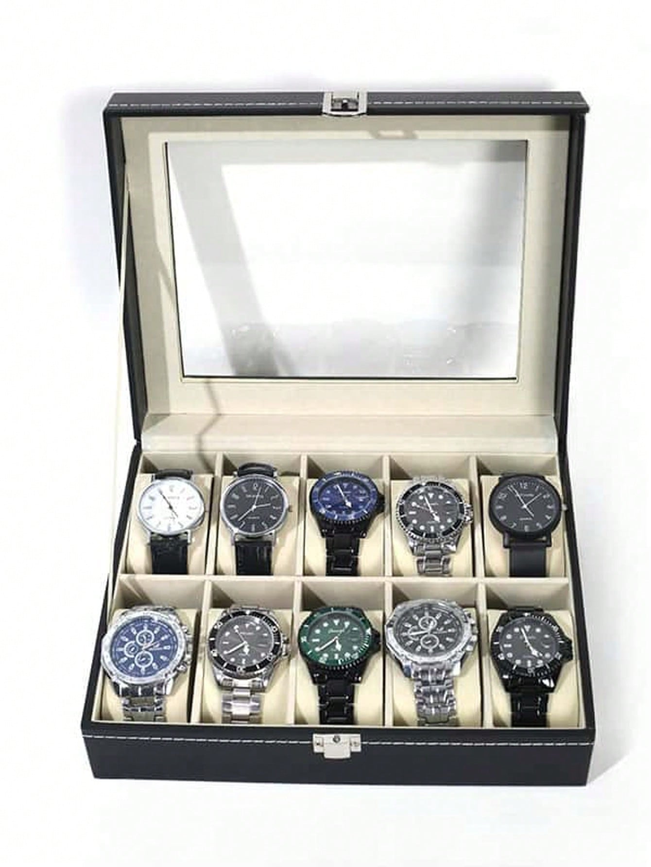 صندوق ساعات جلدي مع قفل، علبة  - مراجعة Men'S Accessories Case وسعره