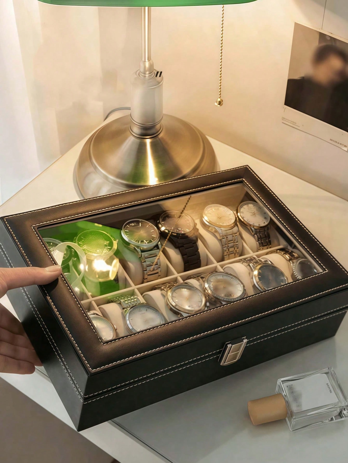 صندوق ساعات جلدي مع قفل، علبة  - مراجعة Men'S Accessories Case وسعره