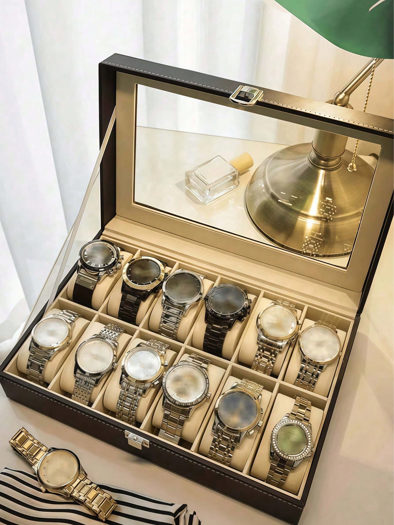 صندوق ساعات جلدي مع قفل، علبة  - مراجعة Men'S Accessories Case وسعره