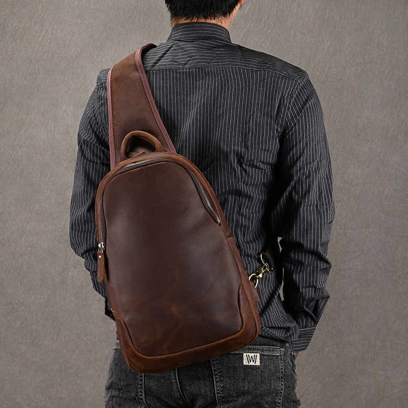 حقيبة صدر من الجلد الطبيعي للر - مراجعة Men'S Accessories Backpack وسعره